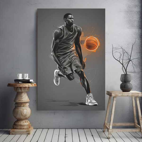 Un giocatore di pallacanestro con un pallone Quadri Un giocatore di pallacanestro con un pallone