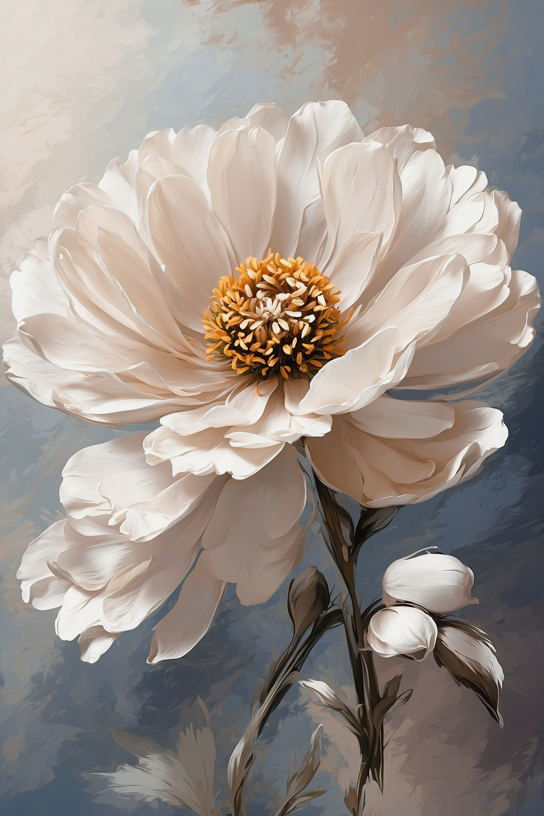A white flower with yellow center