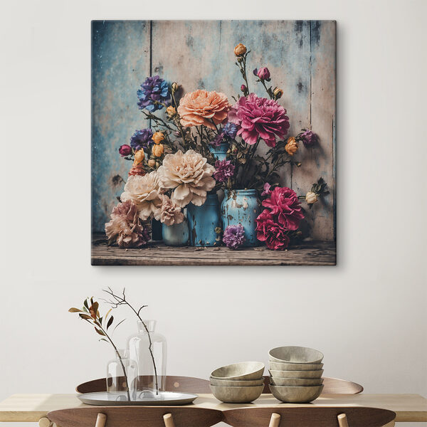 Quadri Un mazzo di fiori dai colori vivaci in vasi blu (COD: s39161) Quadri Quadri Un mazzo di fiori dai colori vivaci in vasi blu (COD: s39161)