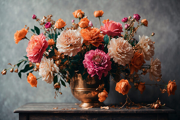 A vase of flowers on a table