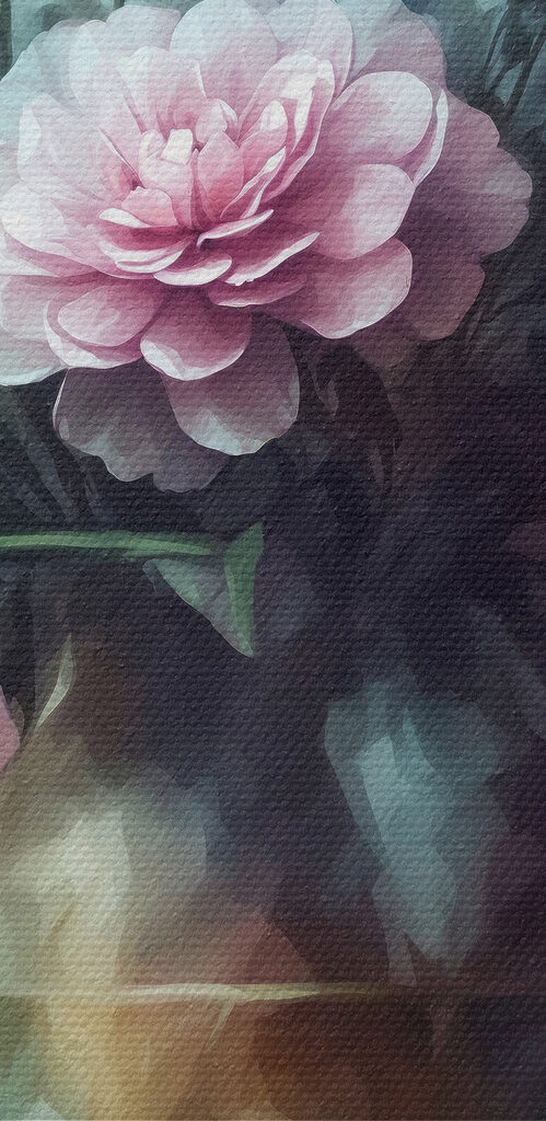 A painting of flowers in a vase A painting of flowers in a vase