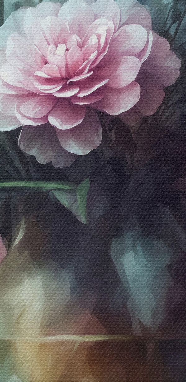 A painting of flowers in a vase A painting of flowers in a vase