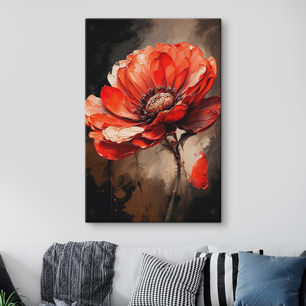 A painting of a red flower