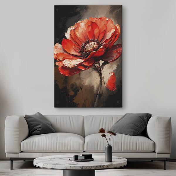 A painting of a red flower