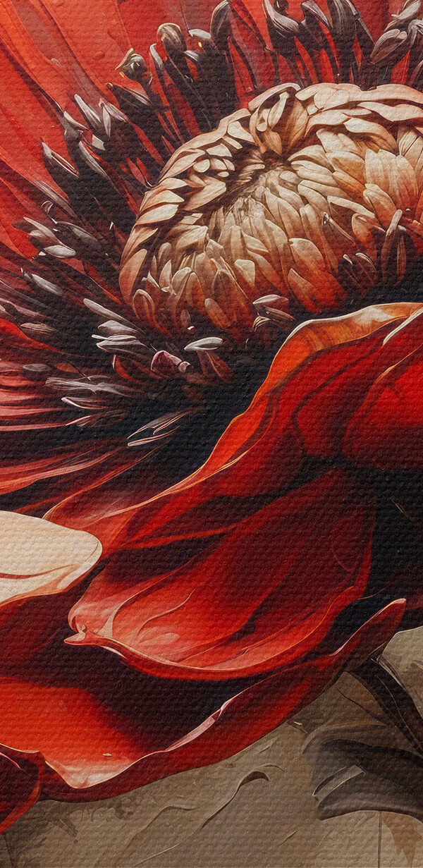 A painting of a red flower