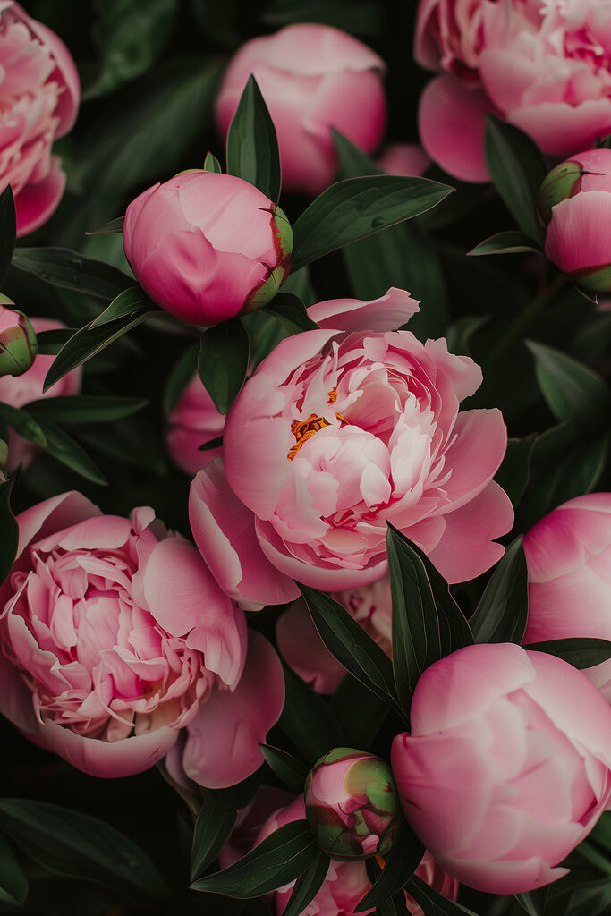A group of pink flowers