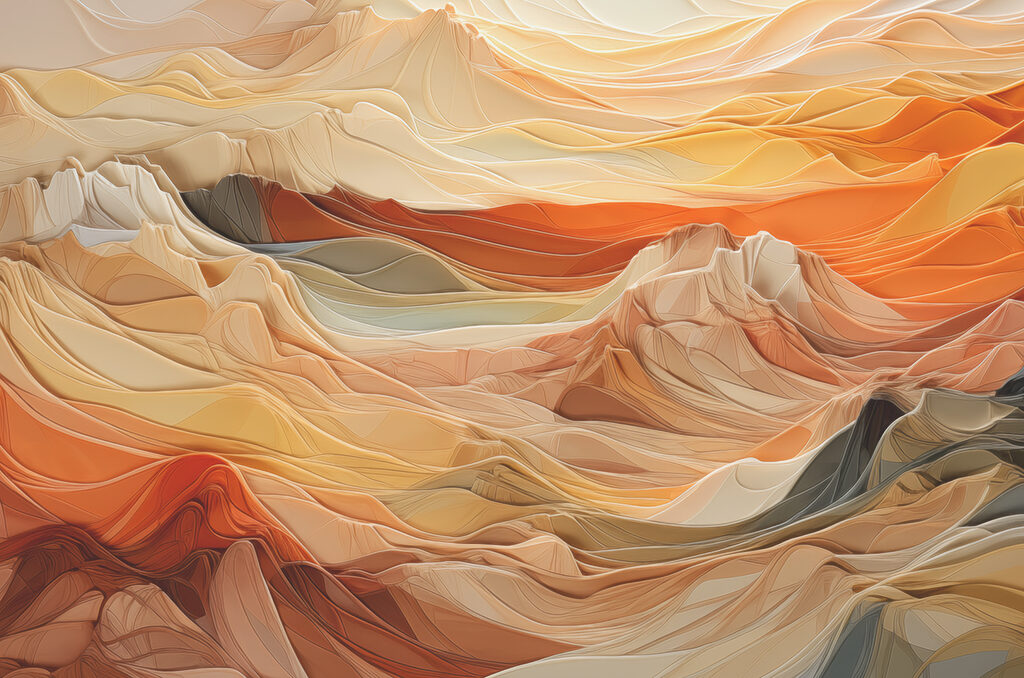 Una montagna colorata con linee Una montagna colorata con linee