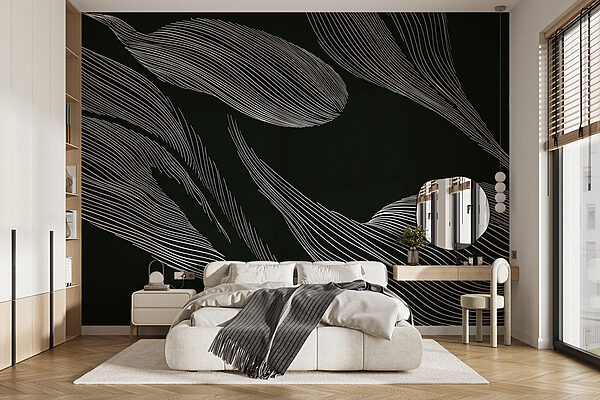 A white lines on a black background