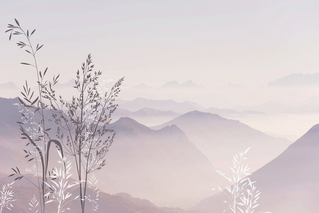 Un paesaggio con montagne e alberi Un paesaggio con montagne e alberi