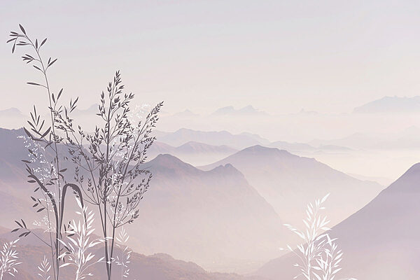 Un paesaggio con montagne e alberi Un paesaggio con montagne e alberi