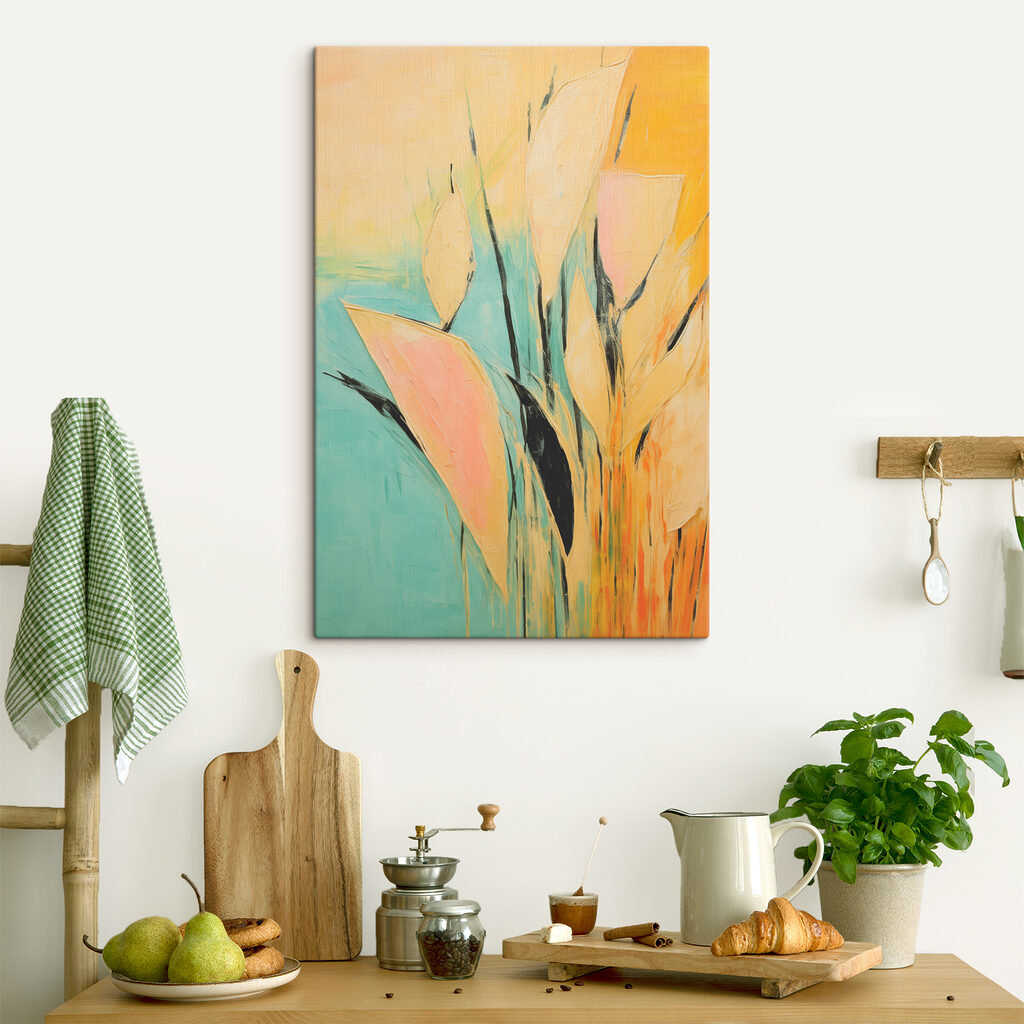A painting of leaves and stems
