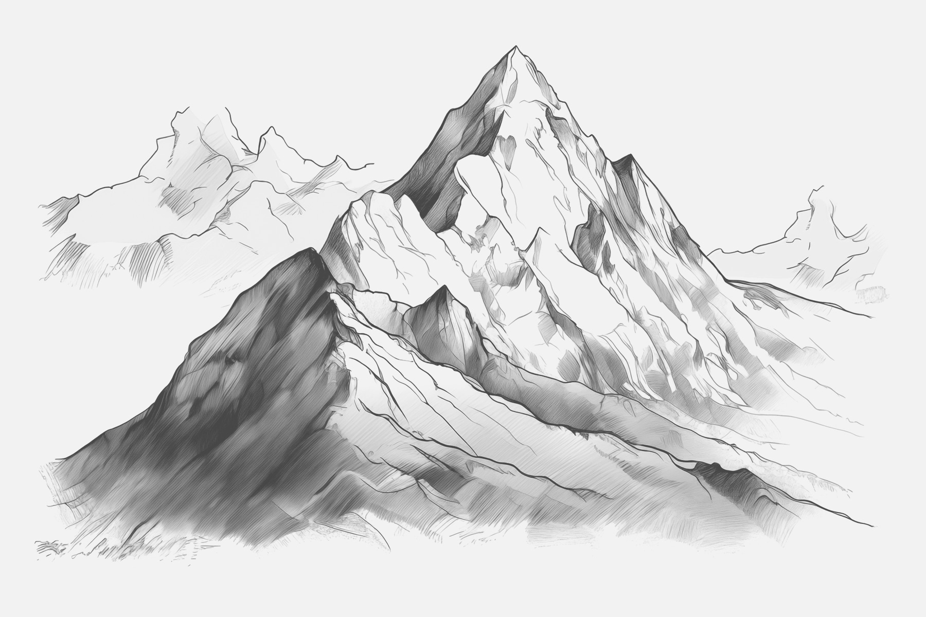 A drawing of a mountain