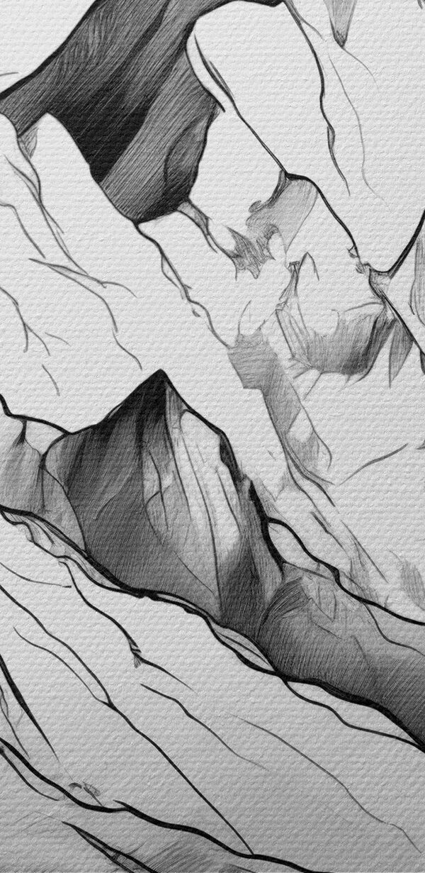 A drawing of a mountain