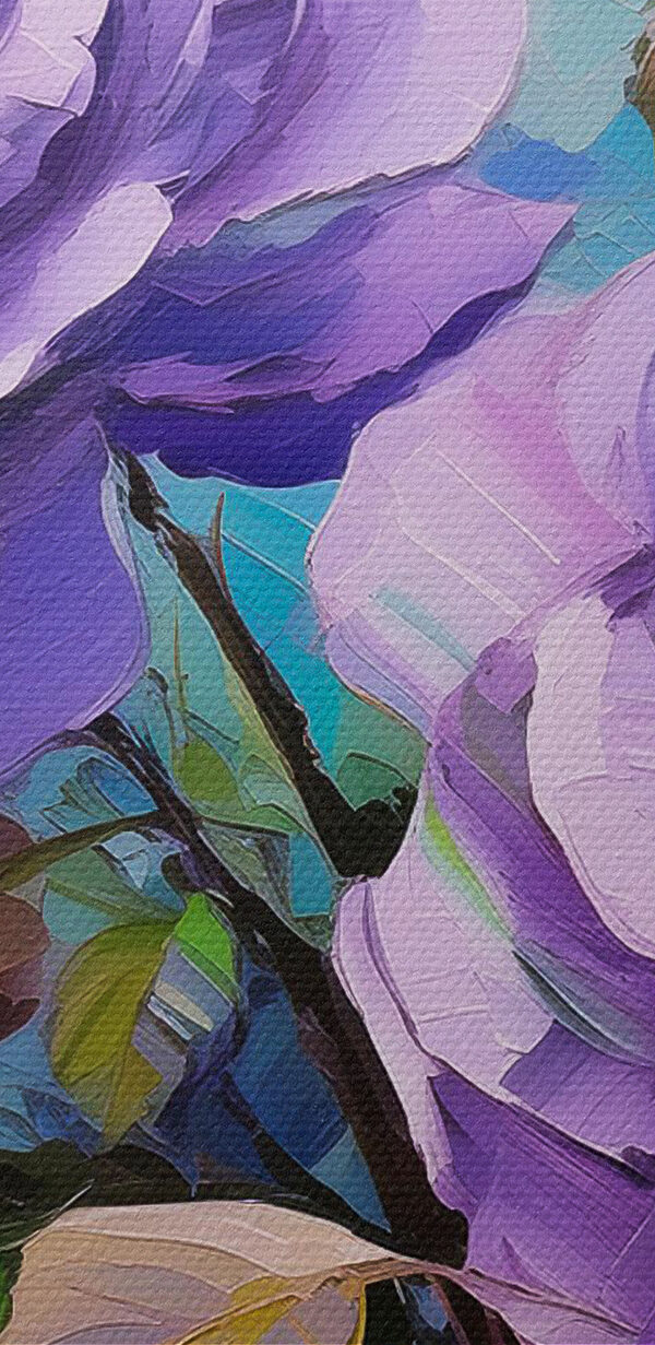 A painting of purple roses