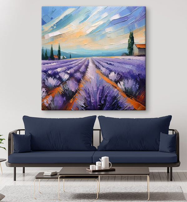 A painting of a lavender field