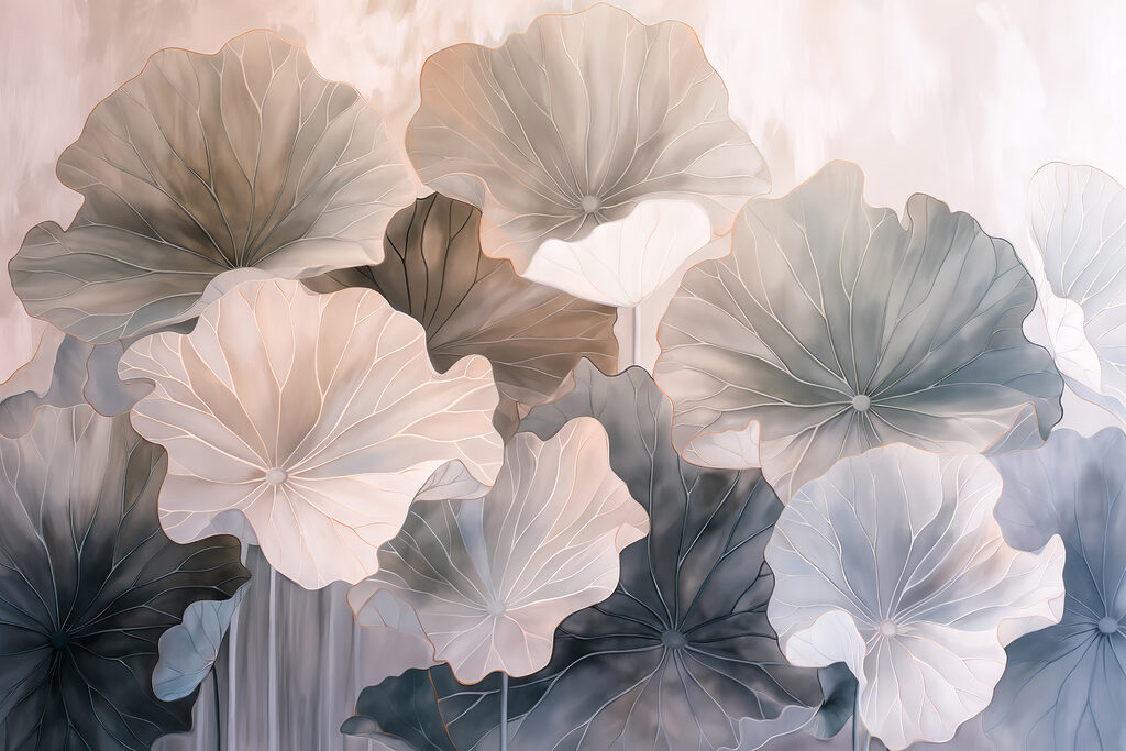 Un gruppo di fiori con foglie Un gruppo di fiori con foglie
