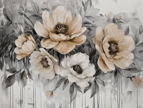 A painting of flowers on a white background
