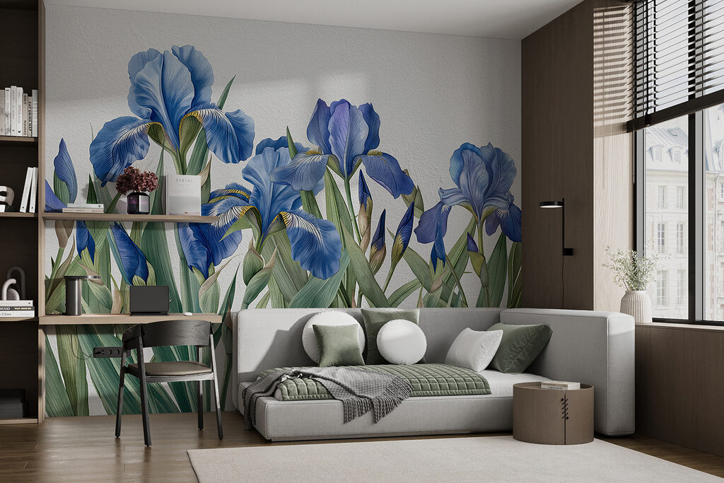 A group of blue flowers