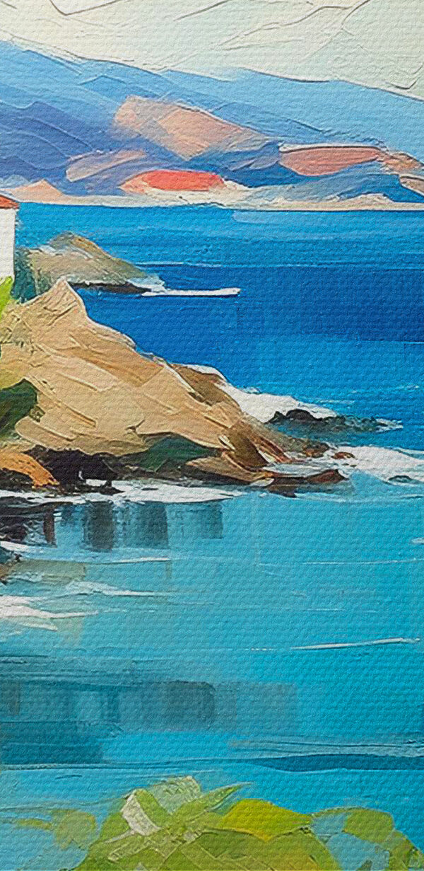 A painting of a boat on the water A painting of a boat on the water