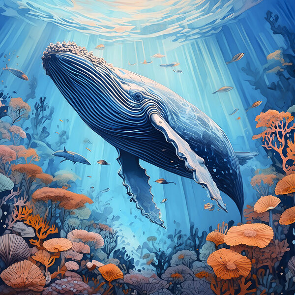 A whale swimming under water
