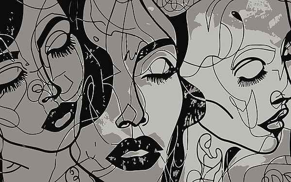 Immagine in bianco e nero di un volto di donna’. Immagine in bianco e nero di un volto di donna’.