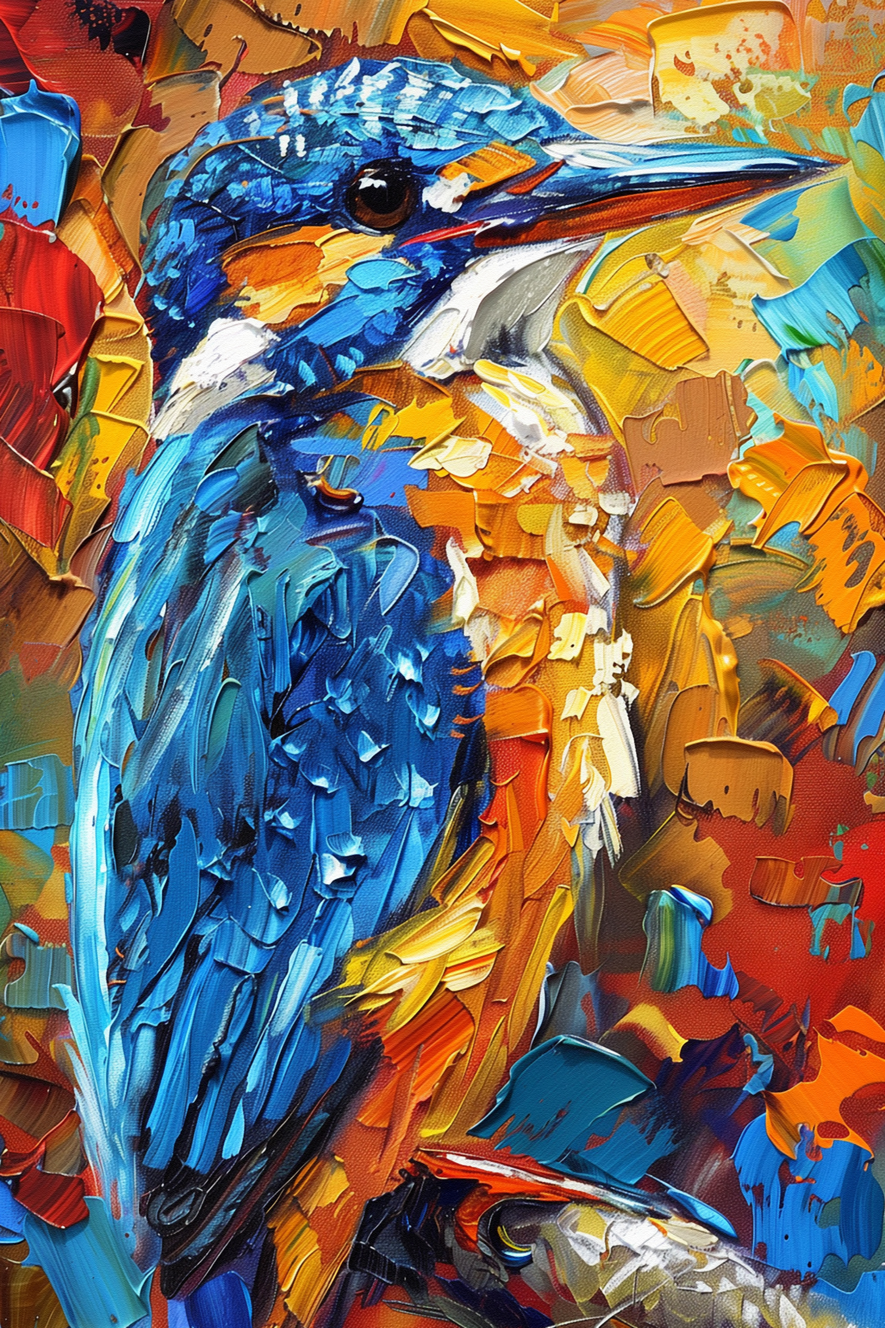 A painting of a bird