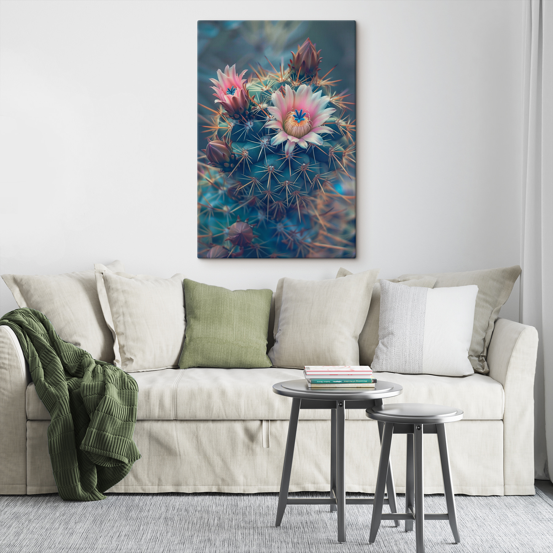 A cactus with pink flowers