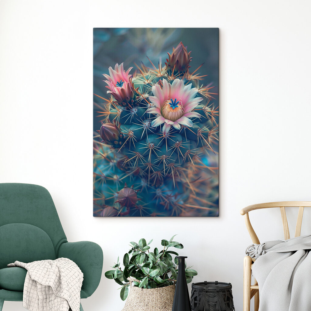 A cactus with pink flowers
