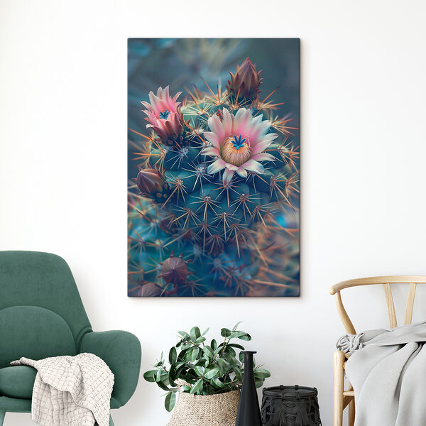 A cactus with pink flowers