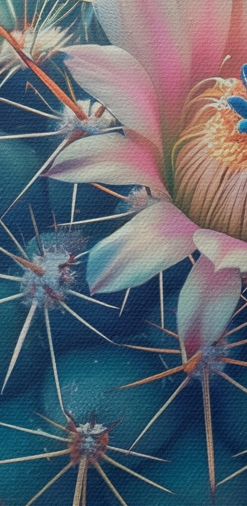 A cactus with pink flowers