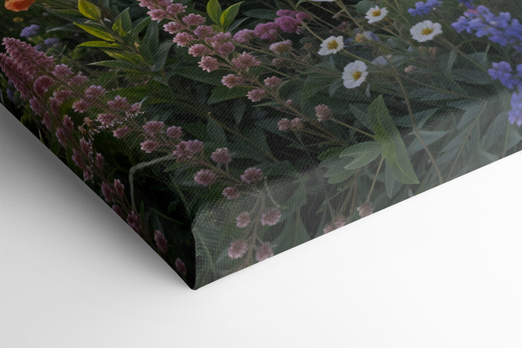 A field of flowers and trees