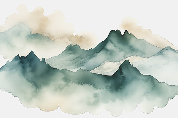 Pittura di montagne e nebbia Pittura di montagne e nebbia