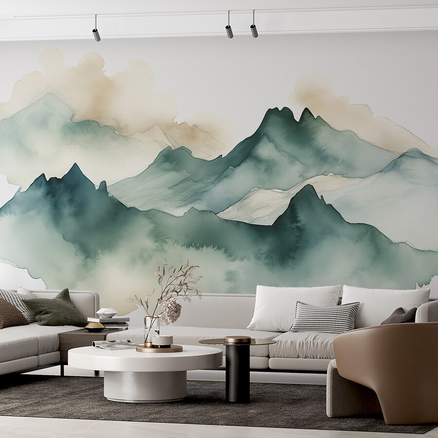 Pittura di montagne e nebbia Pittura di montagne e nebbia