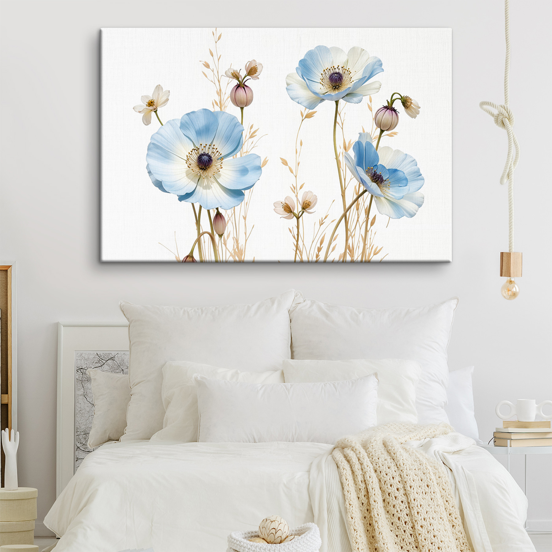 Group of blue and white flowers