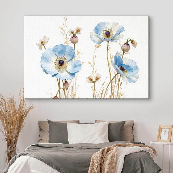 Group of blue and white flowers