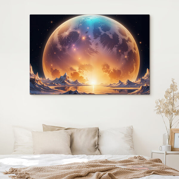 Quadri Quadri Pianeta con un tramonto sull'acqua (COD: s39402)
