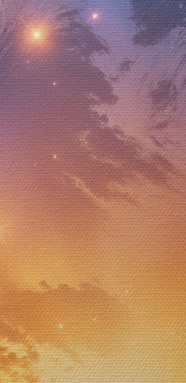 Planet with a sunset over water