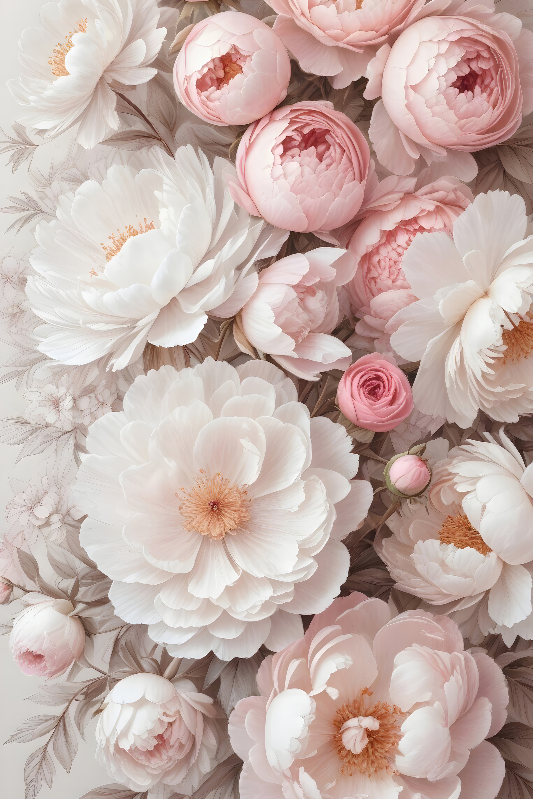 Group of white and pink flowers