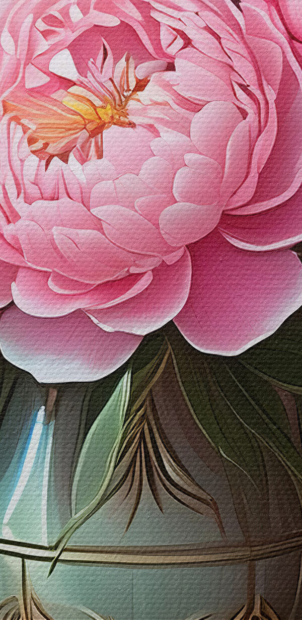 Painting of pink flowers in a vase