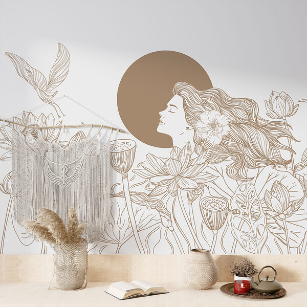 Donna con capelli lunghi e fiori Donna con capelli lunghi e fiori