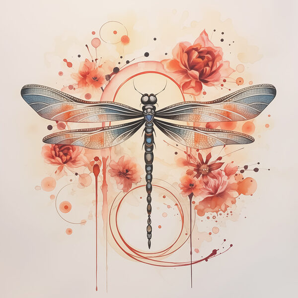 Dragonfly with flowers Dragonfly with flowers