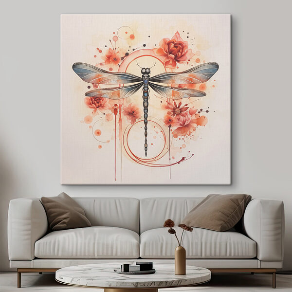 Quadri Quadri Libellula con fiori (COD: s39567)