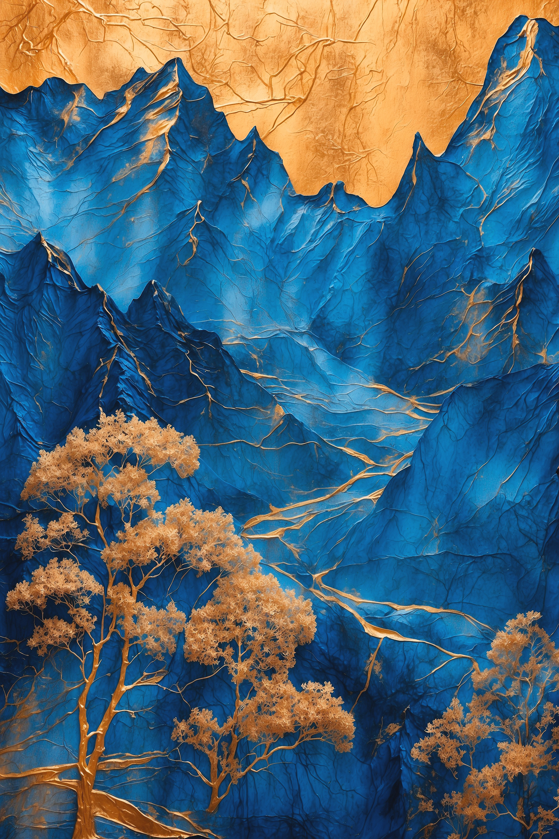 Blue mountains with trees