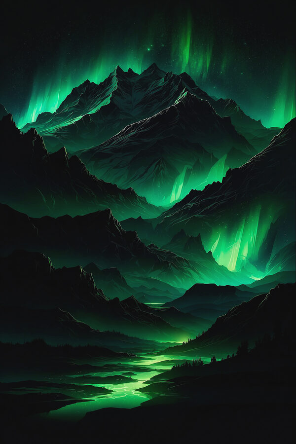 Green lights in the mountains Green lights in the mountains