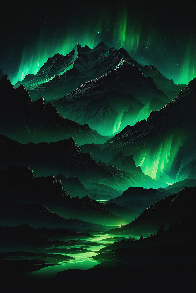 Green lights in the mountains Green lights in the mountains