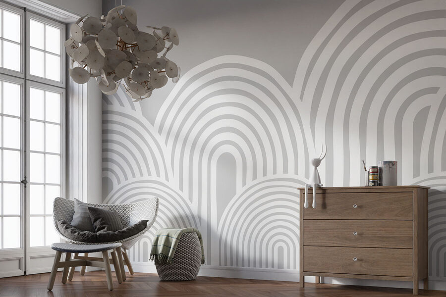 Sfondo bianco e grigio con linee curve