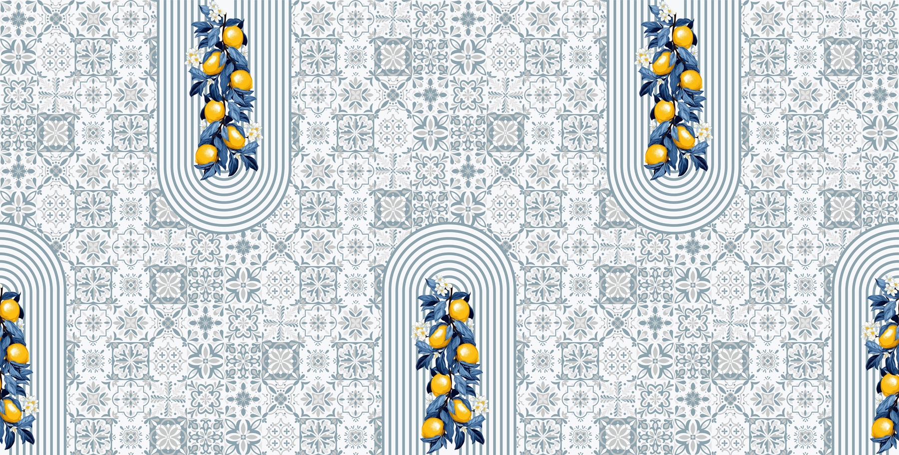 Pattern of fruit on a white and blue background Pattern of fruit on a white and blue background