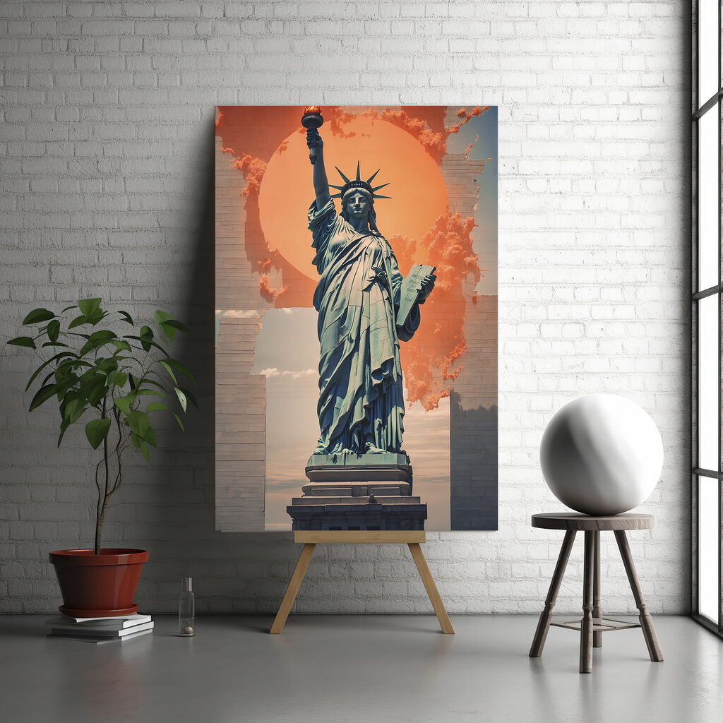 Statue of liberty with a sun behind it with Statue of Liberty in the background Statue of liberty with a sun behind it with Statue of Liberty in the background