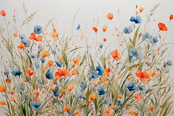 Painting of flowers and grass