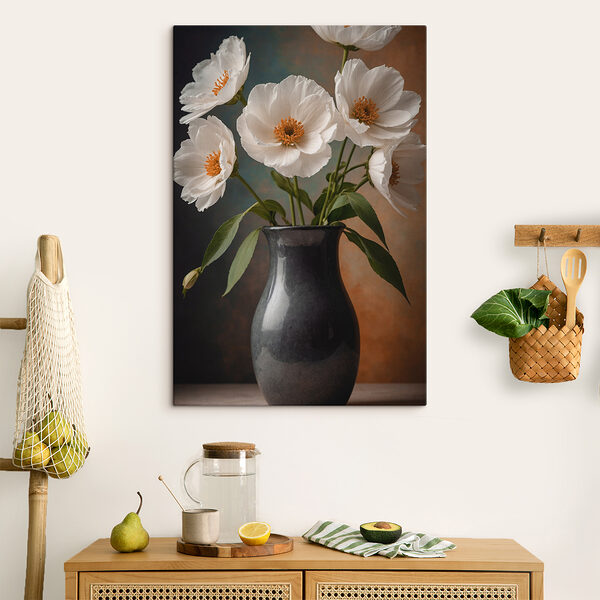 Quadri Quadri Vaso con fiori bianchi (COD: s39380)